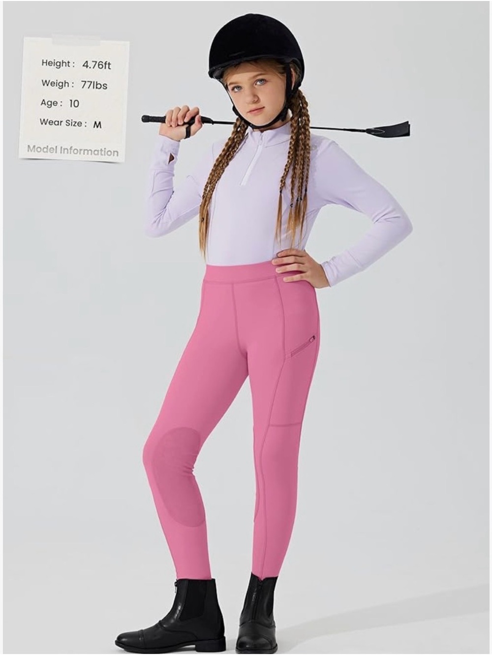 Girls' Pink Performance Riding Leggings